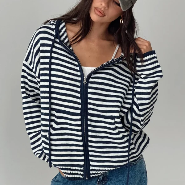 Brienna Zip-Up Hoodie in Navy
